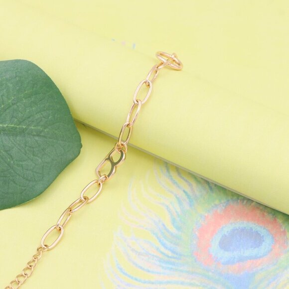 "Rose Gold Chain Bracelet with 'B' Initial Charm for Women, XPBL1129 - Picture 6 of 12